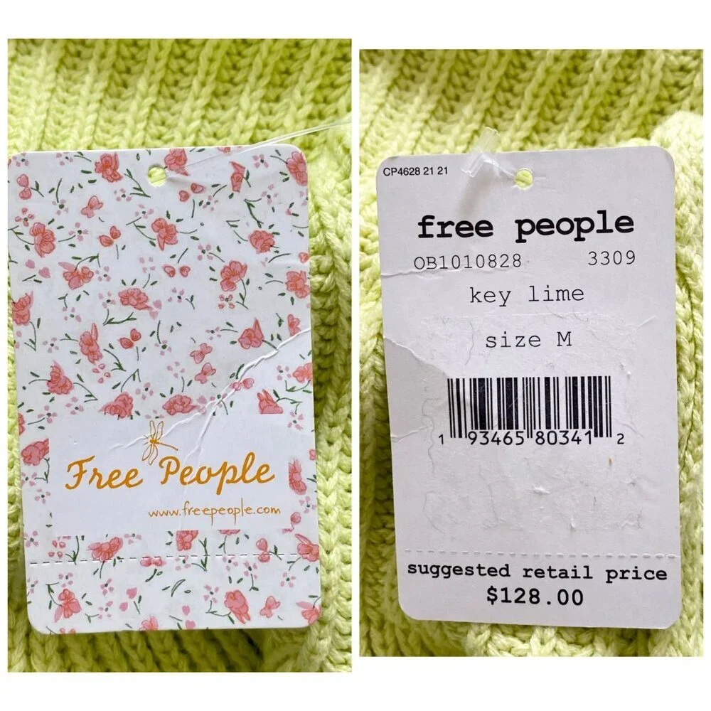 NWT FREE PEOPLE LAYER CAKE SWEATER, Size M, Yellow